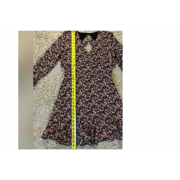 Topshop Women's Size 6 Ditsy Floral V Neck Ruffle Cut Out Back Mini Dress - Picture 9 of 10